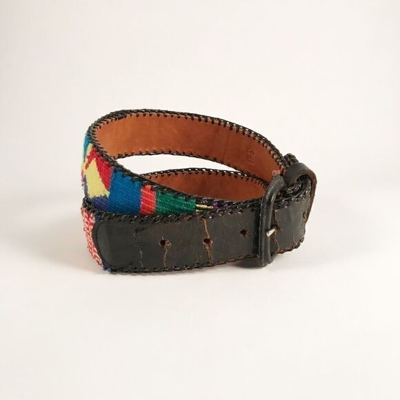 Vintage 90's Black belt with Colorful Pattern - Picture 2 of 8